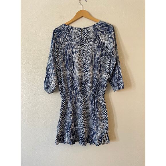 Soft Joie Arryn Snakeskin Ruffle Dress Size S Cinched Waist 3/4 Sleeve Mini - Picture 6 of 10